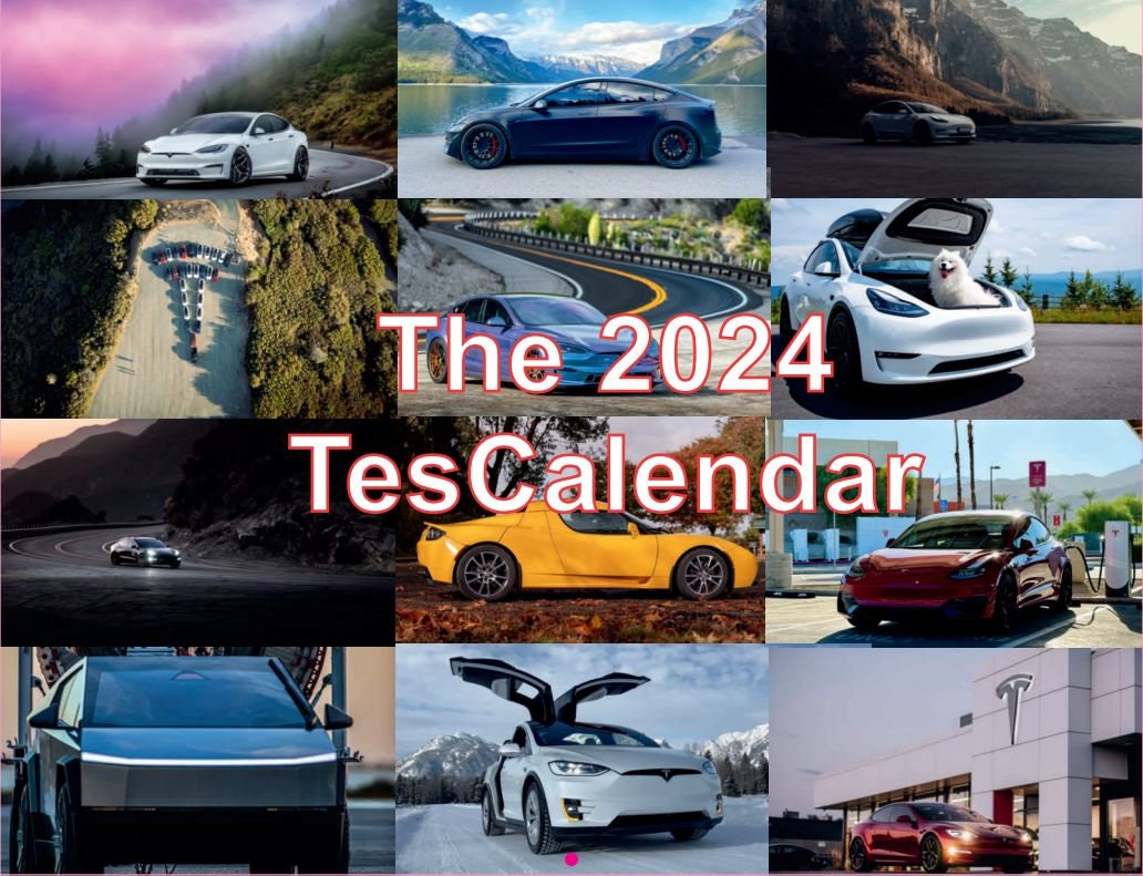 2024 Tescalendar Tesla Calendar Cybertruck Model 3 Model Y S X Roadster  Plaid Rivian Ford Lightning 