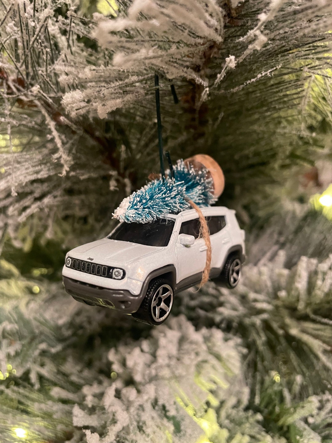 Jeep Renegade White Carrying Christmas Tree Christmas Ornament Matchbox Etsy