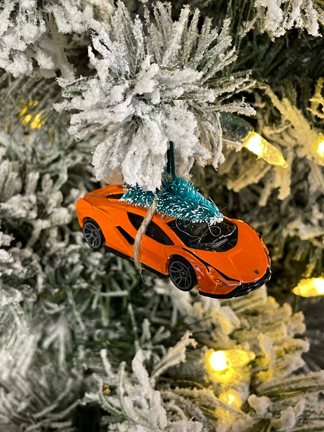 Orange Carrying Christmas Tree Christmas Ornament Hot Wheel