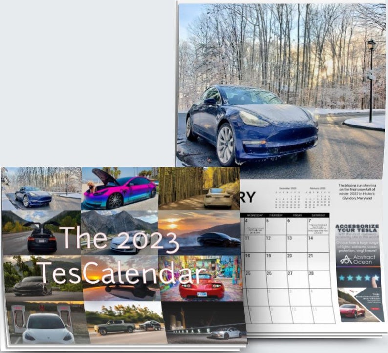 2023 Tescalendar Tesla Calendar Model 3 Model Y S X Etsy