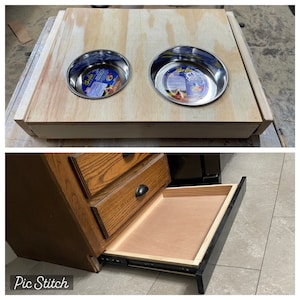 Dog Bowl Toe Kick Drawer w/ Push-To-Open Slides Custom Made to Order | Gift for Mom / Grandma | Small Kitchen | Tiny Home