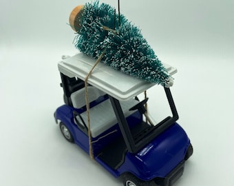 Golf Card Blue Carrying Christmas Tree Christmas Ornament Hot Wheel Gift for Dad / Son Golfer Fun Gift Idea