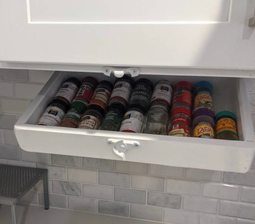 Kitchen Fun With My 3 Sons - DIY spice shelf under cabinets! What