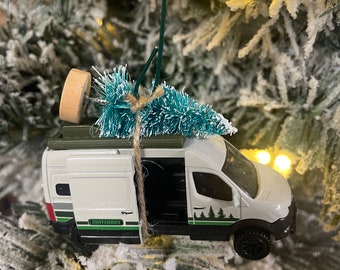 Mercedes Benz Sprinter Camper Van  Carrying Christmas Tree Christmas Ornament Hot Wheel G-Wagon