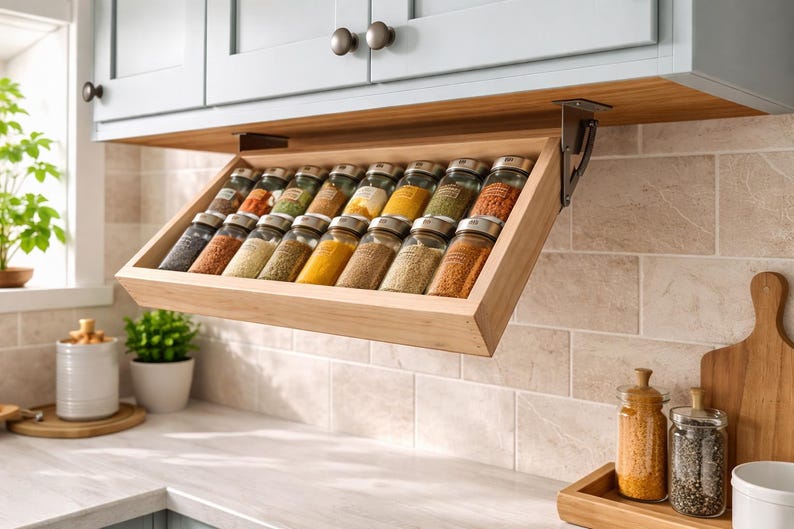 Spice Organization Spring Hinge Outside Mount *custom Made* Tray Fold ...
