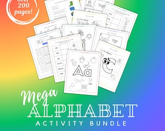 Alphabet Activity Bundle: 200+ Pages, Preschool Worksheets (Digital Download)