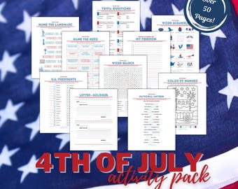 4th of July Activity Pack | Patriotic Games, Puzzles (Printable)