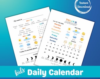 Printable Kids Daily Calendar: Homeschool Learning (PDF Download)