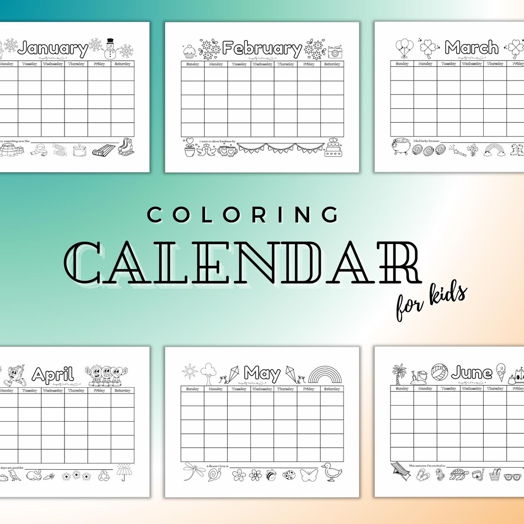 Printable Kids Coloring Calendar | Preschool Calendar | Monthly ...