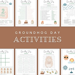 Groundhog Day Activity Pack for Kids | Fun Printable Games Bundle | Word Searches, Crosswords, Trivia, Scavenger Hunt, & More