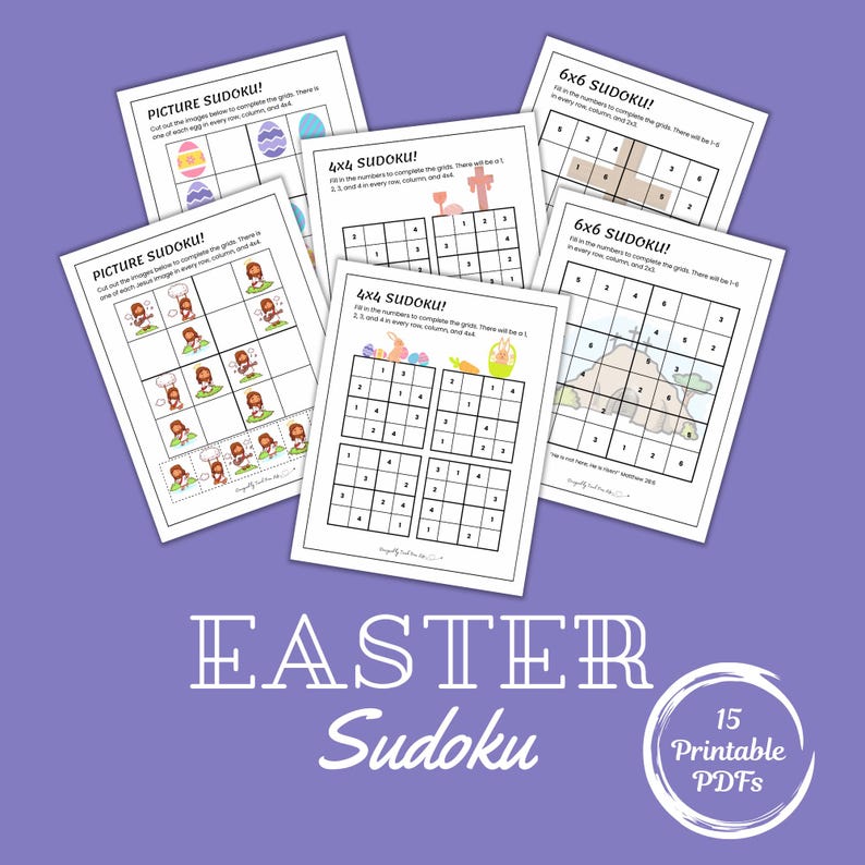 Easter Sudoku Puzzle Pack for Kids: Fun Printable Activity (PDF) - Etsy