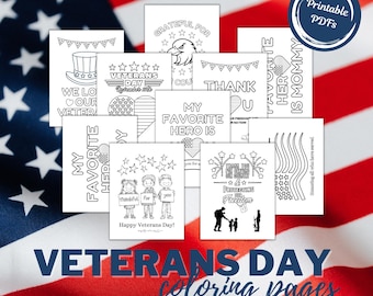 Páginas para colorear y tarjetas del Día de los Veteranos: Actividades patrióticas para niños (Descarga digital)
