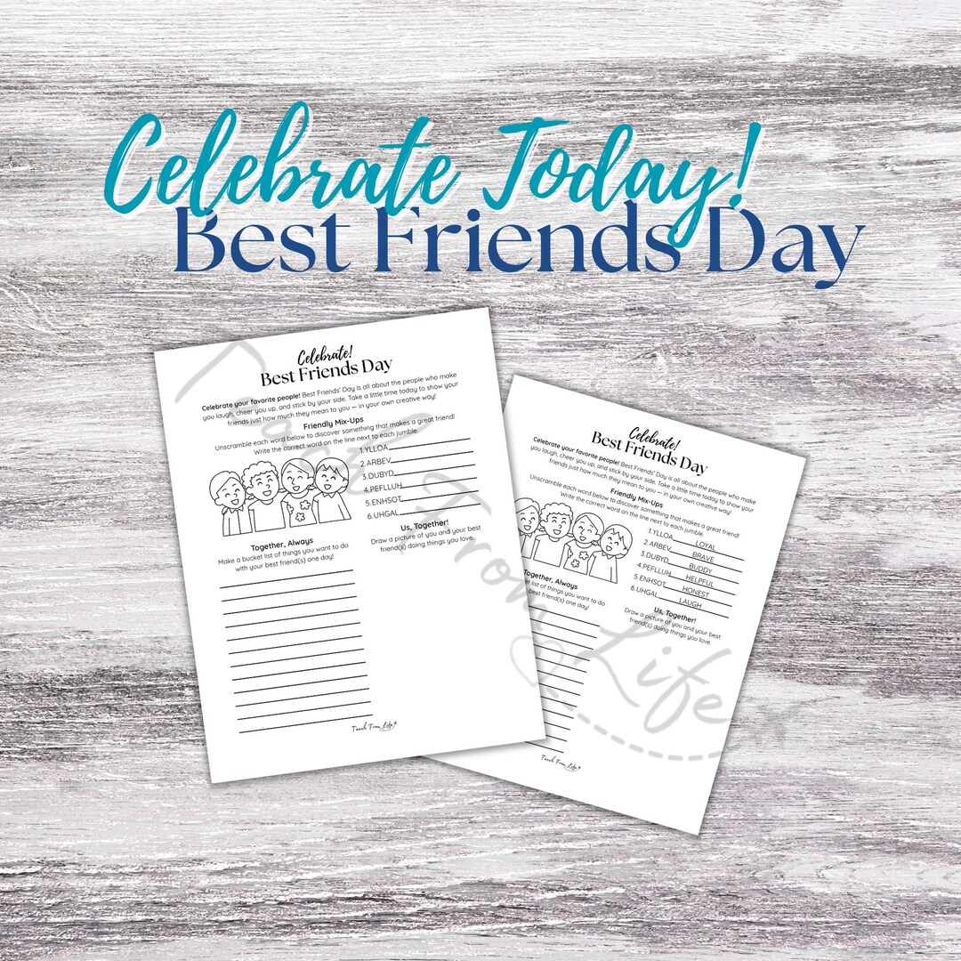 Friends Day Printable | Word Scramble & Writing Prompt (digital ...