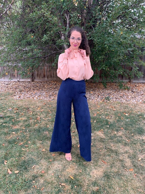 Vintage Peach Sheer Poet Tie Blouse