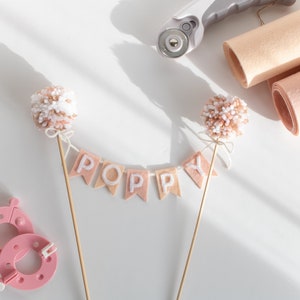 Cake Topper Baby Shower Girl, Custom Cake Name Topper, Pennant Flag Banner, Name Bunting, Baby Name Banner, Name Garland