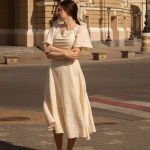 Linen dress women, Mother of the bride dress, Linen wedding dress, Linen midi dress, Bridesmaid linen dress, Tea length dress