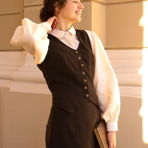 wool vest varsity jacket, steampunk women vest, antique waistcoat, spring vest, women’s wool wrap vest