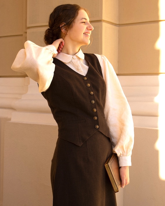 wool vest varsity jacket, steampunk women vest, antique waistcoat, spring vest, women’s wool wrap vest