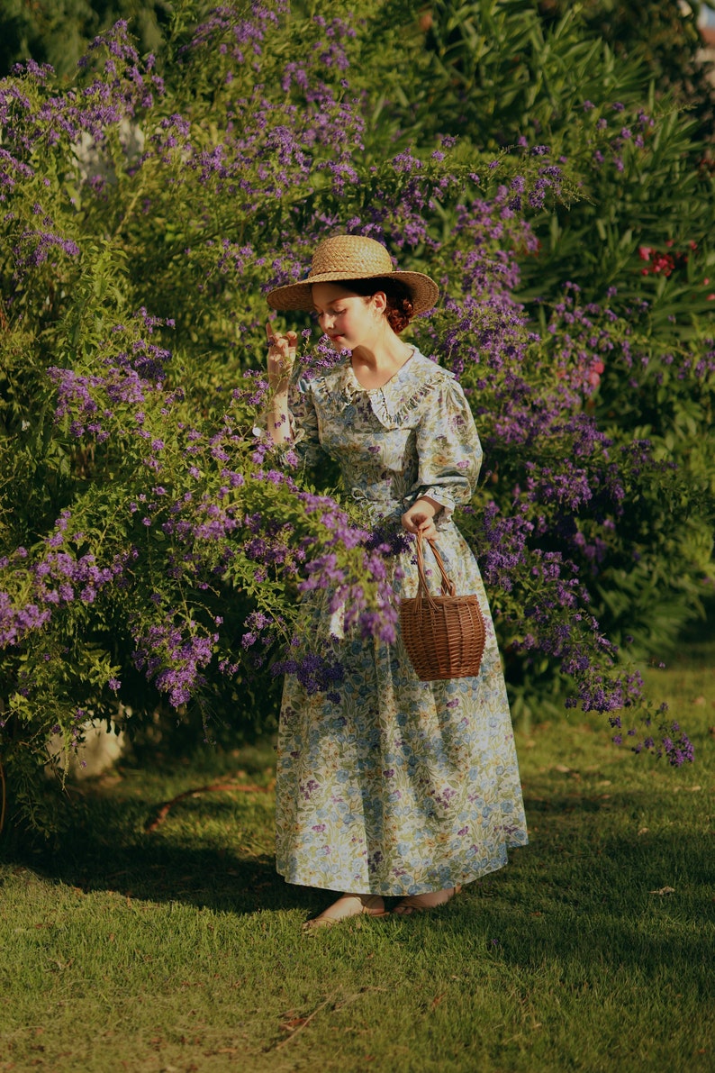 Renaissance Dress, Modest Dress, Bridesmaid Floral Dress, Corset ...