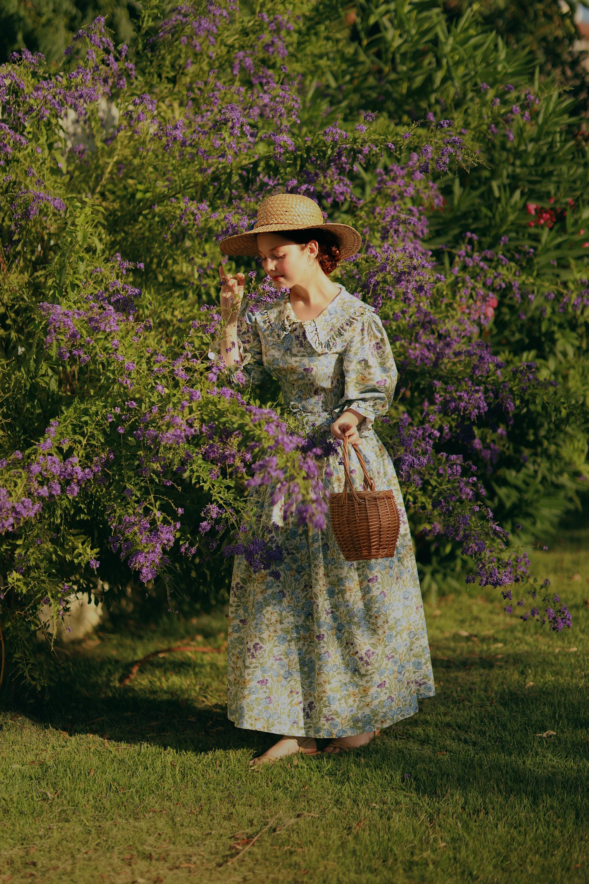 Renaissance Dress, Modest Dress, Bridesmaid Floral Dress, Corset ...