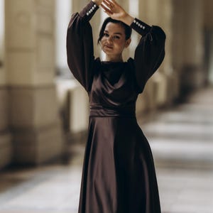 modest brown bridesmaid dresses Azazie Daphne