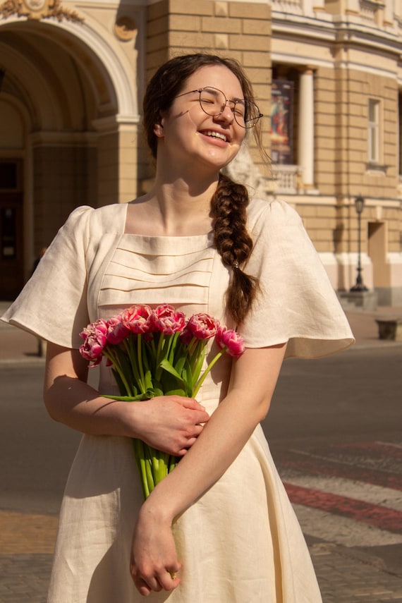 Abito in lino da donna, abito per la madre della sposa, abito da