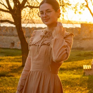 linen dress, renaissance dress, victorian dress, vintage prom dress, linen midi dress, linen dress women, cottagecore dress