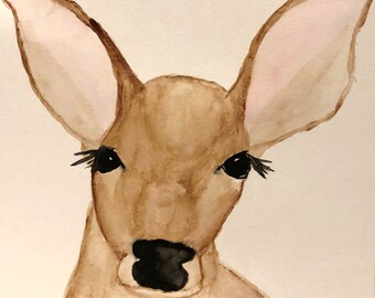 Woodland Animals Watercolor Painting- Fawn