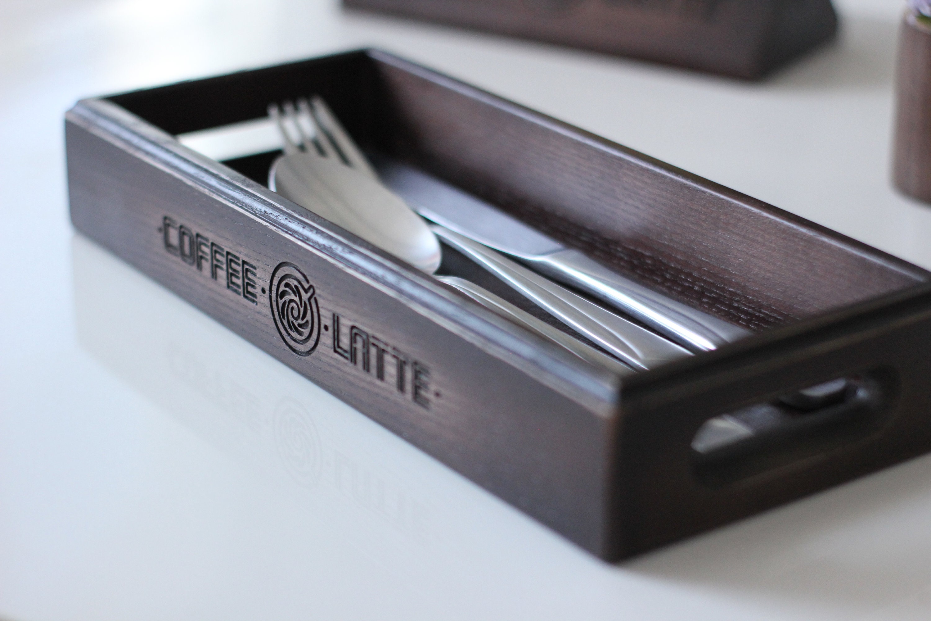 Wooden cutlery holder.Cutlery holder for restaurant.Decor for Etsy