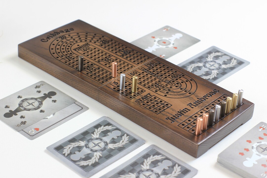 Cribbage Wood Plank. 4 Player Cribbage Board. Personalized Cribbage