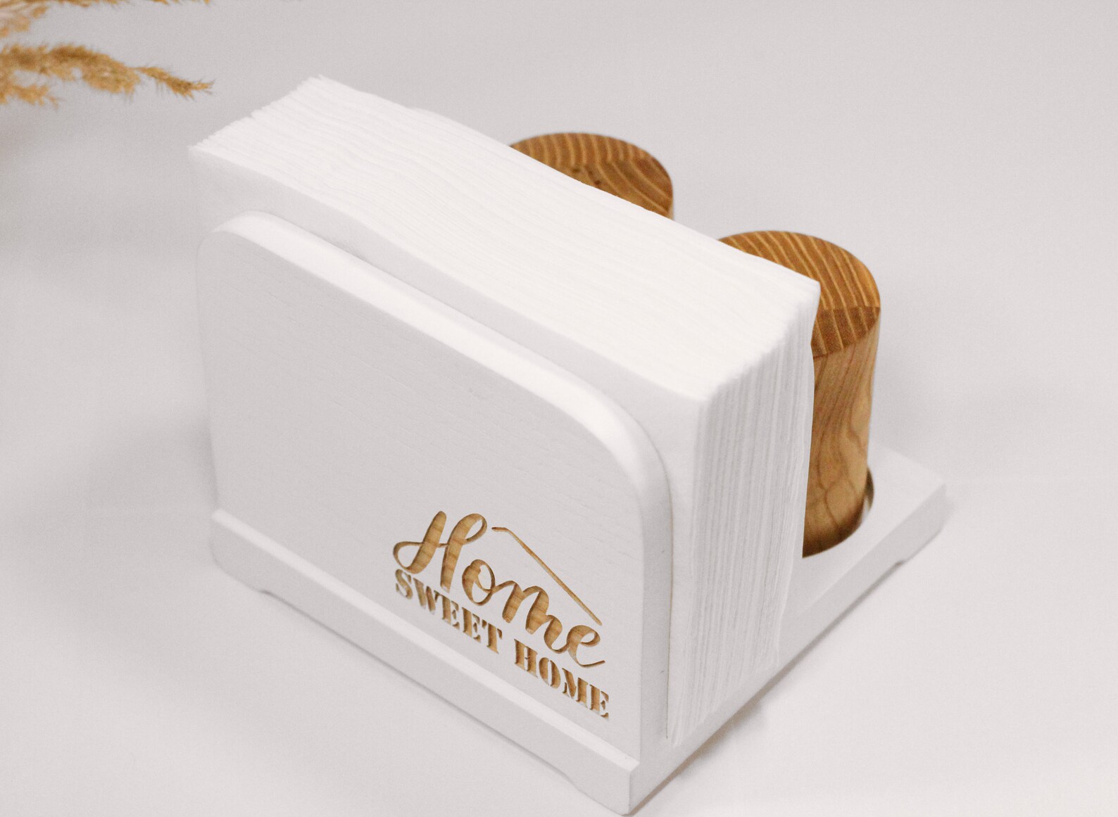 Napkin Holder With for Salt and Pepper Shaker. Wooden Napkin Etsy