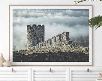 Castle Rock, Castle Print, Decorazione murale stampabile, Arte Istantanea, DOWNLOAD ISTANTANEO, Sopra le nuvole, Belle Arti, paesaggio, Mistico