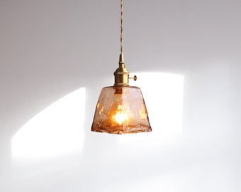 Pendant Glass Light Fixture, Ceiling Lights, Hanging Light, Vintage Smoke Glass Light, Ceiling Lamps, Lighting