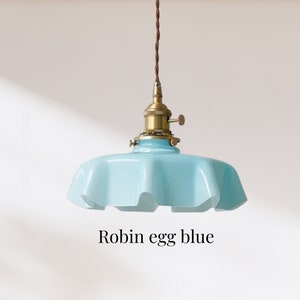 Pendant Glass Shade Light Fixture, Ceiling Lights, Hanging Light, Vintage Retro Stain Glass Light, Ceiling Lamps Robin egg blue