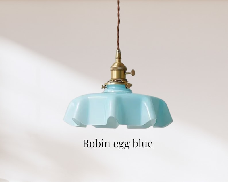 Pendant Glass Shade Light Fixture, Ceiling Lights, Hanging Light, Vintage Retro Stain Glass Light, Ceiling Lamps Robin egg blue