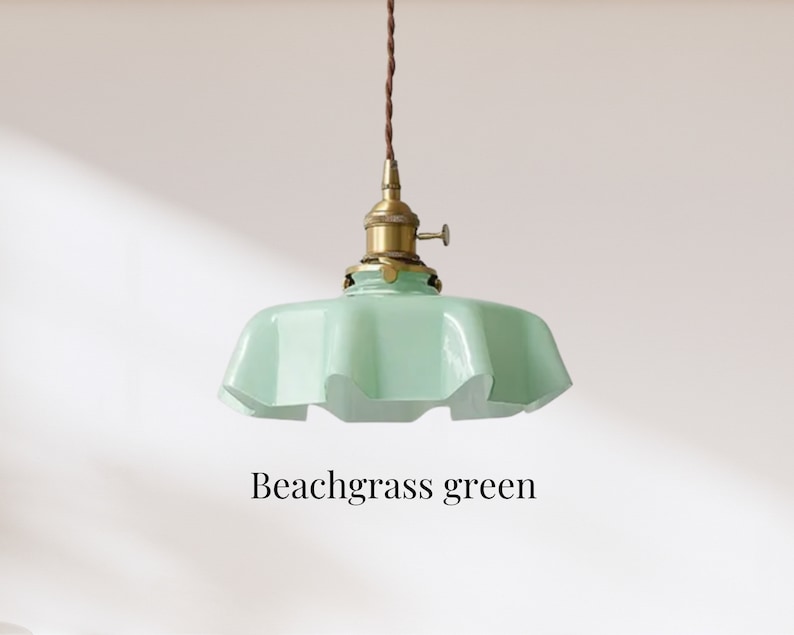 Pendant Glass Shade Light Fixture, Ceiling Lights, Hanging Light, Vintage Retro Stain Glass Light, Ceiling Lamps Beachgrass green