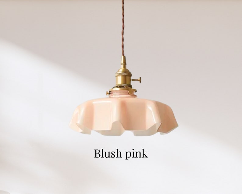 Pendant Glass Shade Light Fixture, Ceiling Lights, Hanging Light, Vintage Retro Stain Glass Light, Ceiling Lamps Blush pink