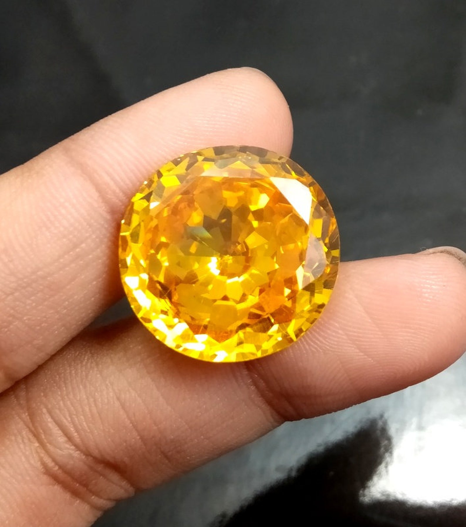 ZIRCON GEMSTONE 46 Carat Yellow Zircon Faceted Gemstone Round Etsy