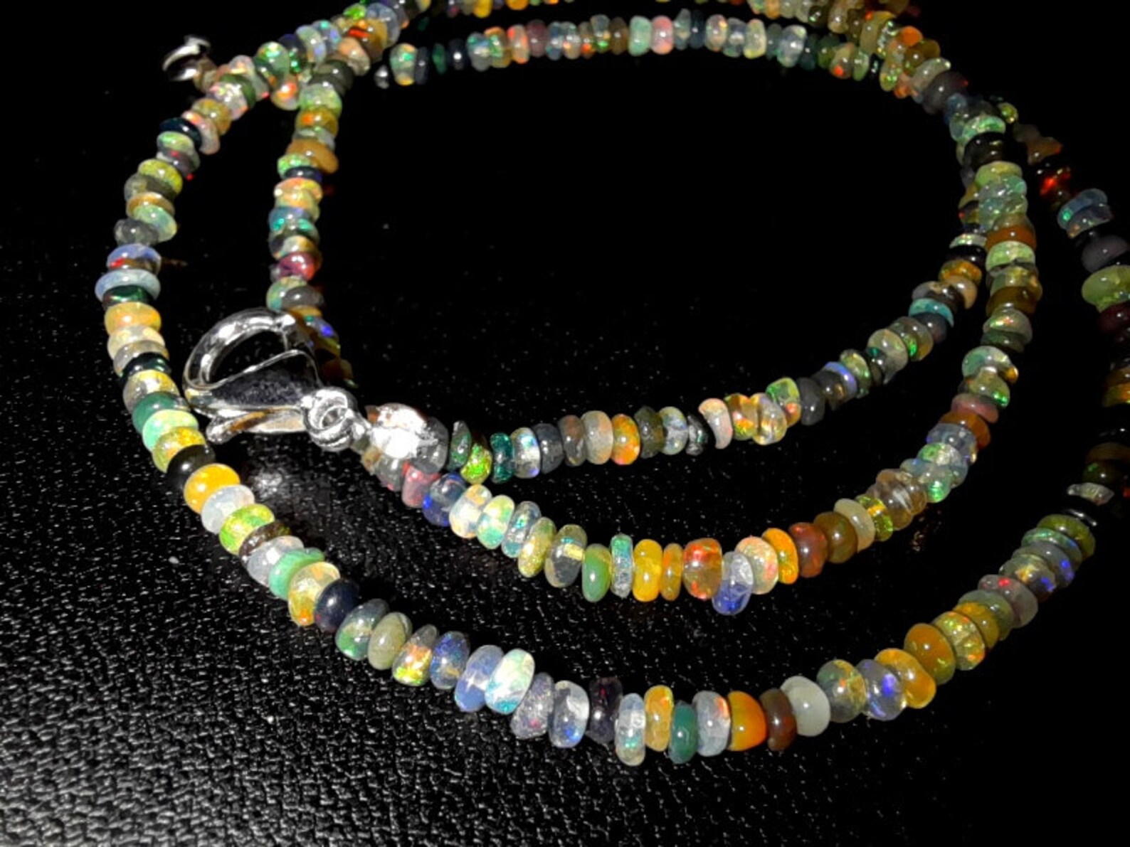 Opal Beaded Necklace Carat Natural Opal Gemstone Beaded Etsy