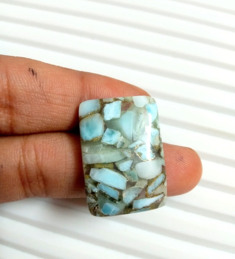 NATURAL LARIMAR Gemstone 20 Ct Top AAA Quality Copper Larimar Cabochon Gemstone Rectangle Larimar 26X18X5MM
