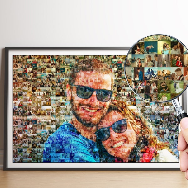Mosaico fotografico personalizzato, regalo per relazioni a lunga distanza per il fidanzato, regalo di nozze per coppia, decorazione unica da parete a mosaico, regalo per il patrigno