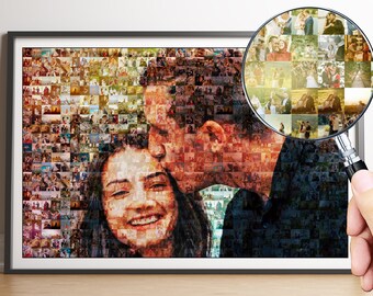 Mosaico personalizado decoración de la pared mejor amigo regalos de cumpleaños para él novio cumpleaños foto mosaico digital 25 aniversario regalos para el marido