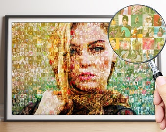 Photo Mosaic Collage  Custom Photo Mosaic Poster  Hundreds of Photos in One  Gifts for Her  Gifts for Friends - Christmas Gifts