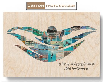 Swimming Photo Collage Personalized Swimming Poster Photo Gifts For Swim Coach Swim Gifts Swim Teacher Thank You Gift