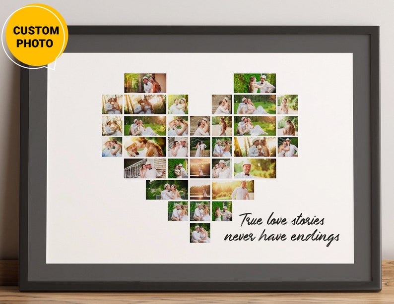 Heart Shape Photo Collage Groomsmen Gift Anniversary Gift For Husband,Engagement Gift For Couple Mothers Day Wedding Gift For Her