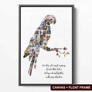 Customized parrot print gift with photo collage.