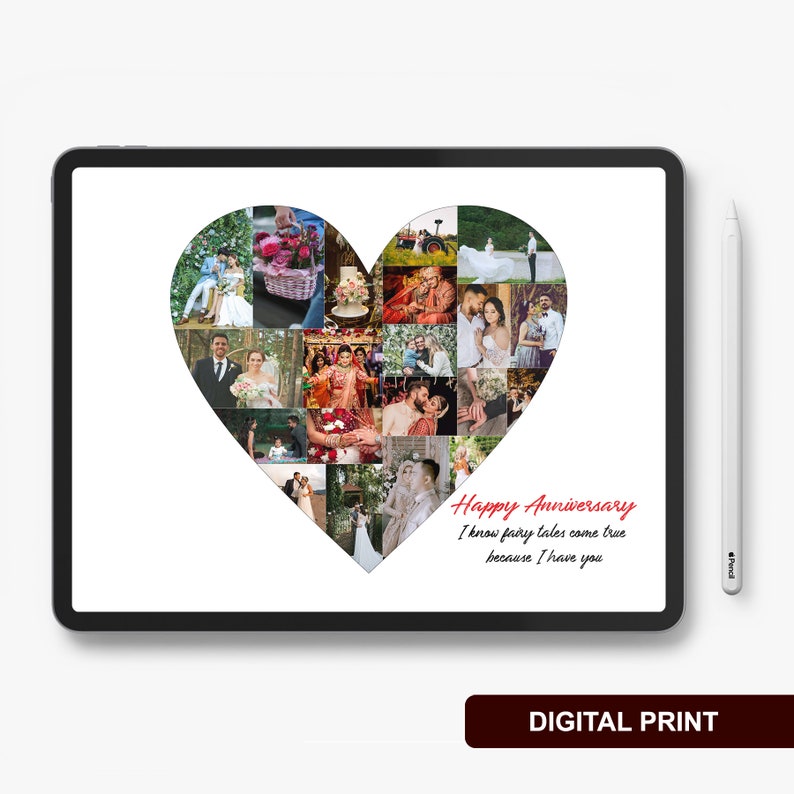 Anniversary Gift for Her Heart Photo Collage Engagement Etsy