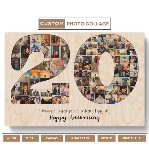 Custom 20th Anniversary Gift For Husband Wife 20th Anniversary Gift For Couple 20th Wedding Anniversary Photo Collage Gift