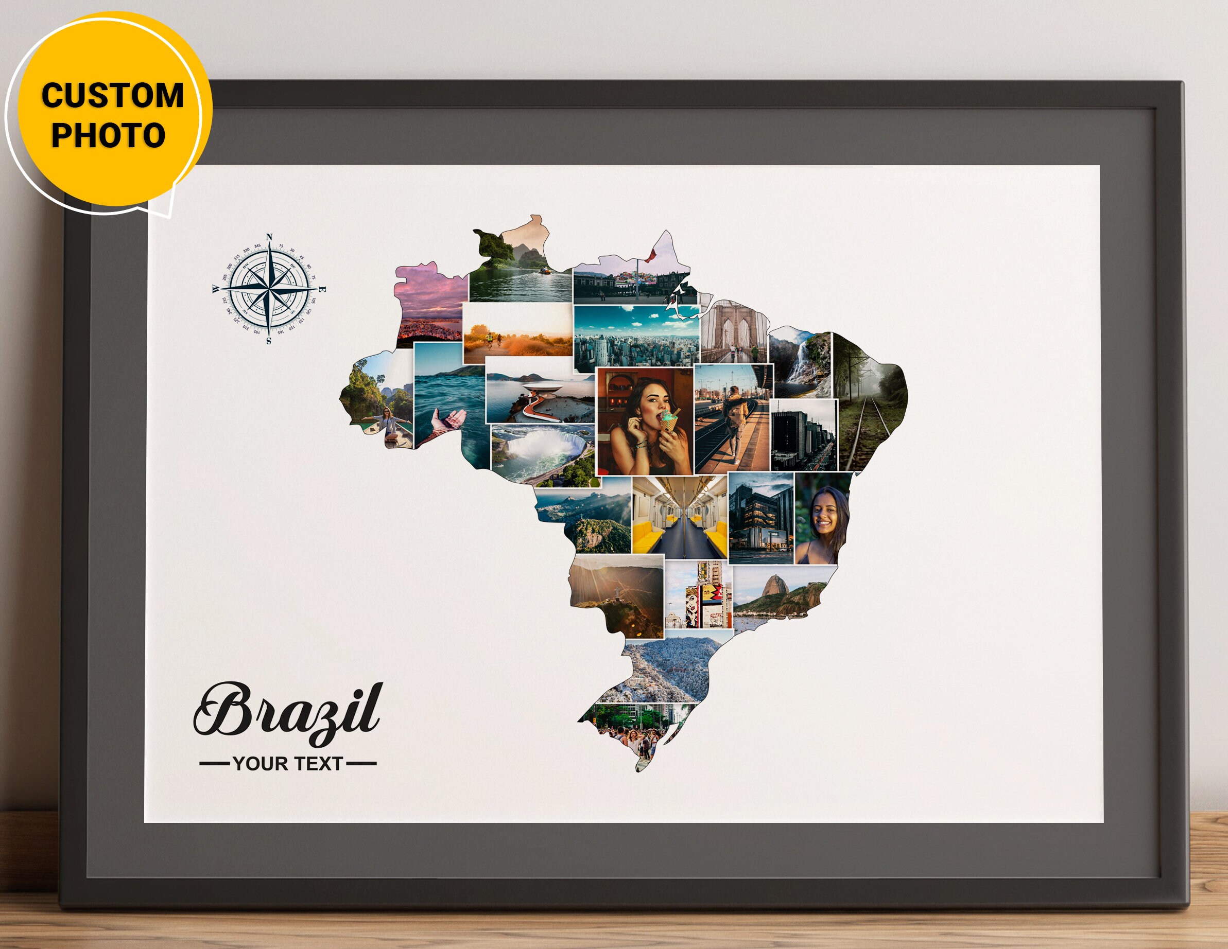 Wall Décor Prints Brazil Map Print Brazil Room Decor Digital Download