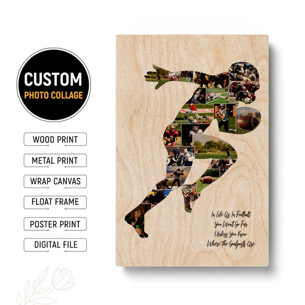 Custom Gift For Rugby Lovers Photo Collage Gift For American Football Players Football Coach Gifts Football Picture Collage